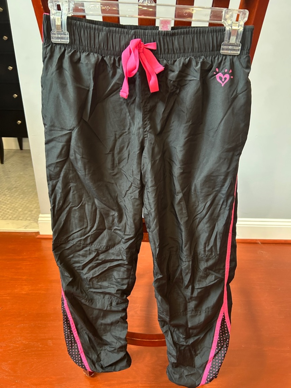 Justice Black Sweatpants with Pink Accents